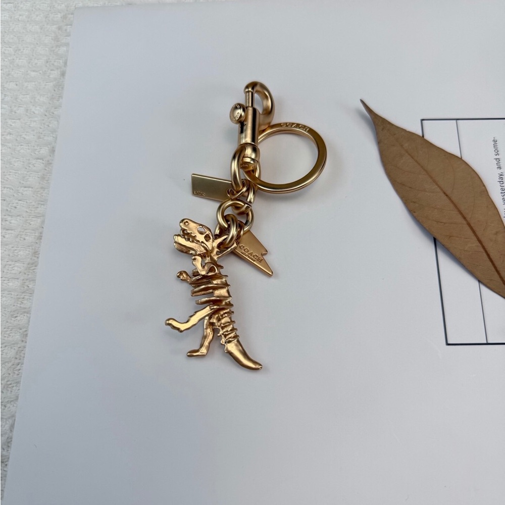 Coach Gold-tone Dinosaur Charm Key & Card Holder